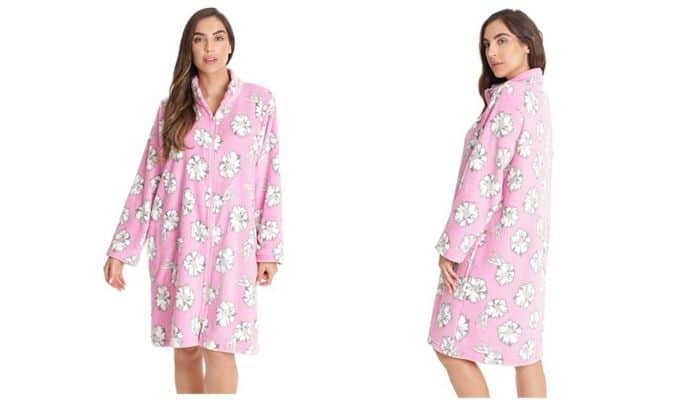 Just Love Plush Zipper Lounger Printed Short Robe | Robes For Men And Women