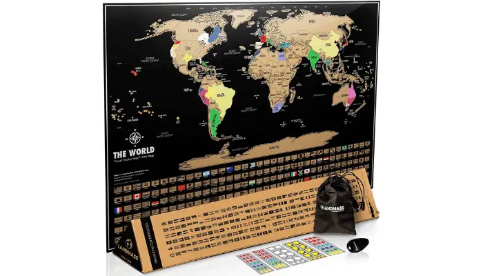 Scratch Off World Map Print – Wall Art – Deluxe Travel Tracker Map  | Best Travel Gifts For Women | Best Travel Gift Ideas For Women 