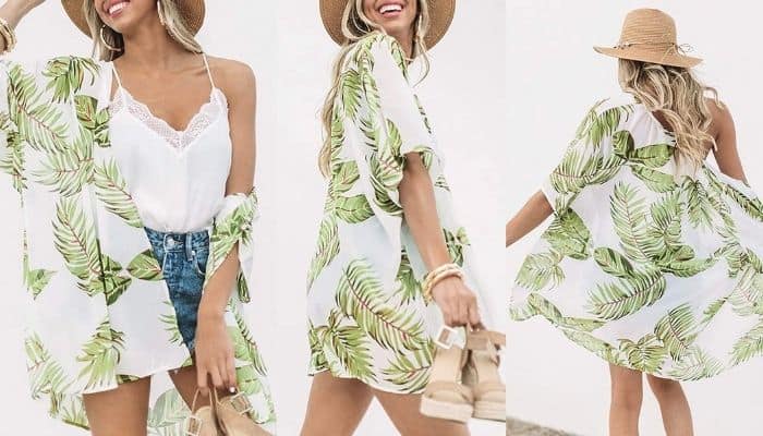 Chiffon Floral Kimono Cover-up By Hibluco | Best Beach Cover Up Dresses