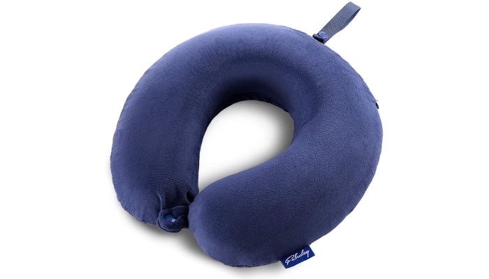 Travel Neck Flight Pillow with Attachable Snap Strap Soft Washable Cover By Fabuday | Best Travel Accessories For Men 